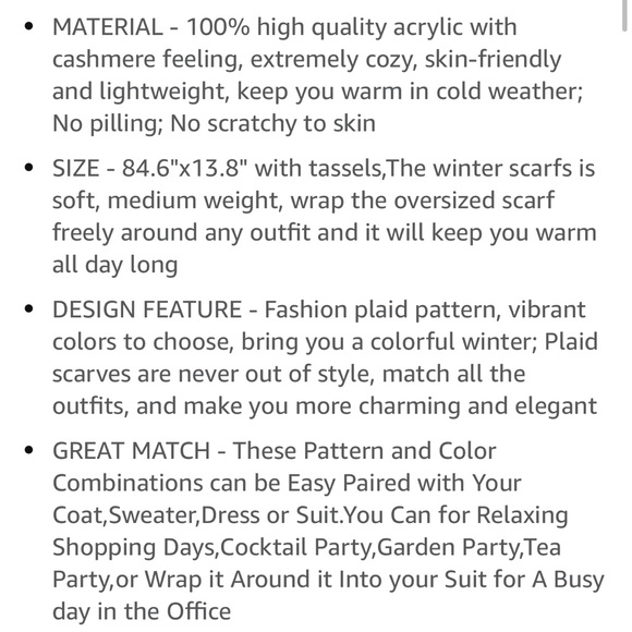 Cashmere like Plaid scarf with fringe - Picture 3 of 3